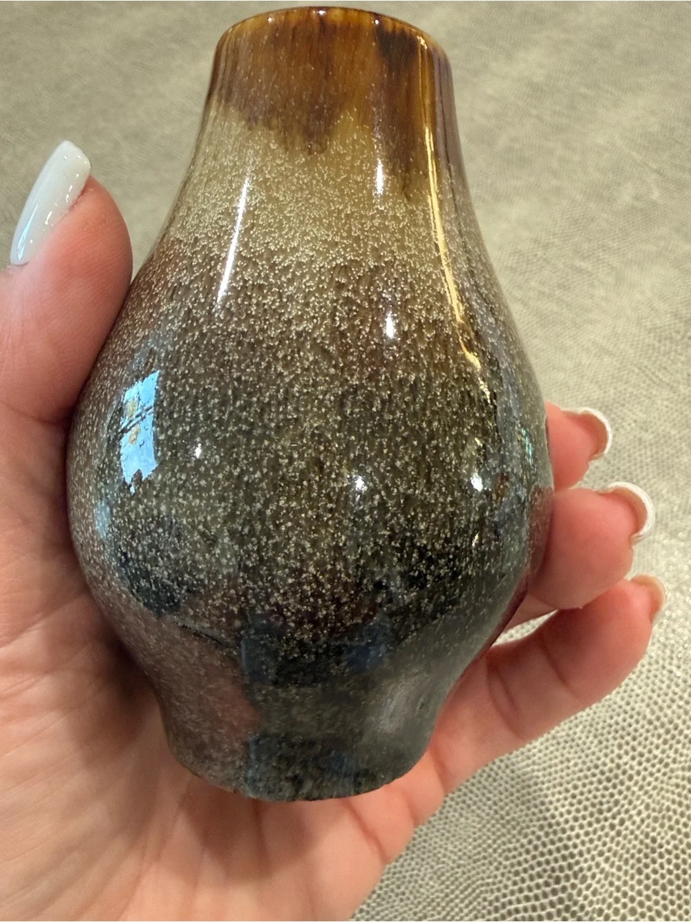 Mid-Century Modern Style Ceramic Mini Vase in Gradient Brown Tones